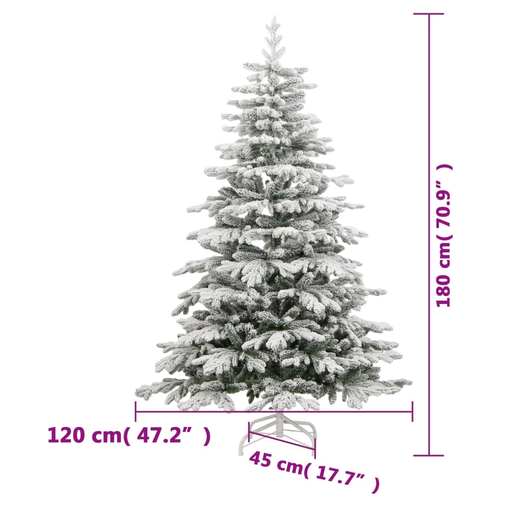 Artificial Hinged Christmas Tree 300 LEDs & Flocked Snow 70.9