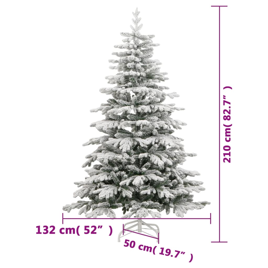 Artificial Hinged Christmas Tree 300 LEDs & Flocked Snow 82.7