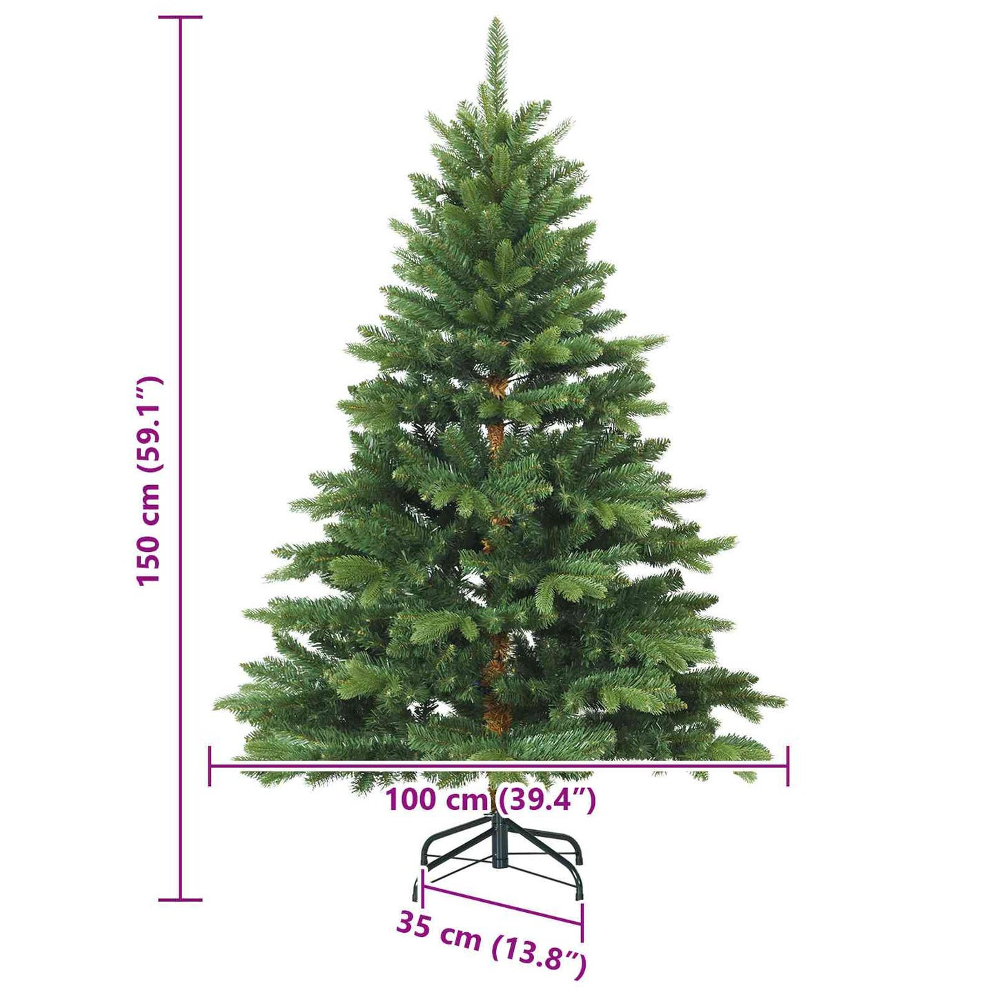 Artificial Hinged Christmas Tree with Stand Green 59.06 in
