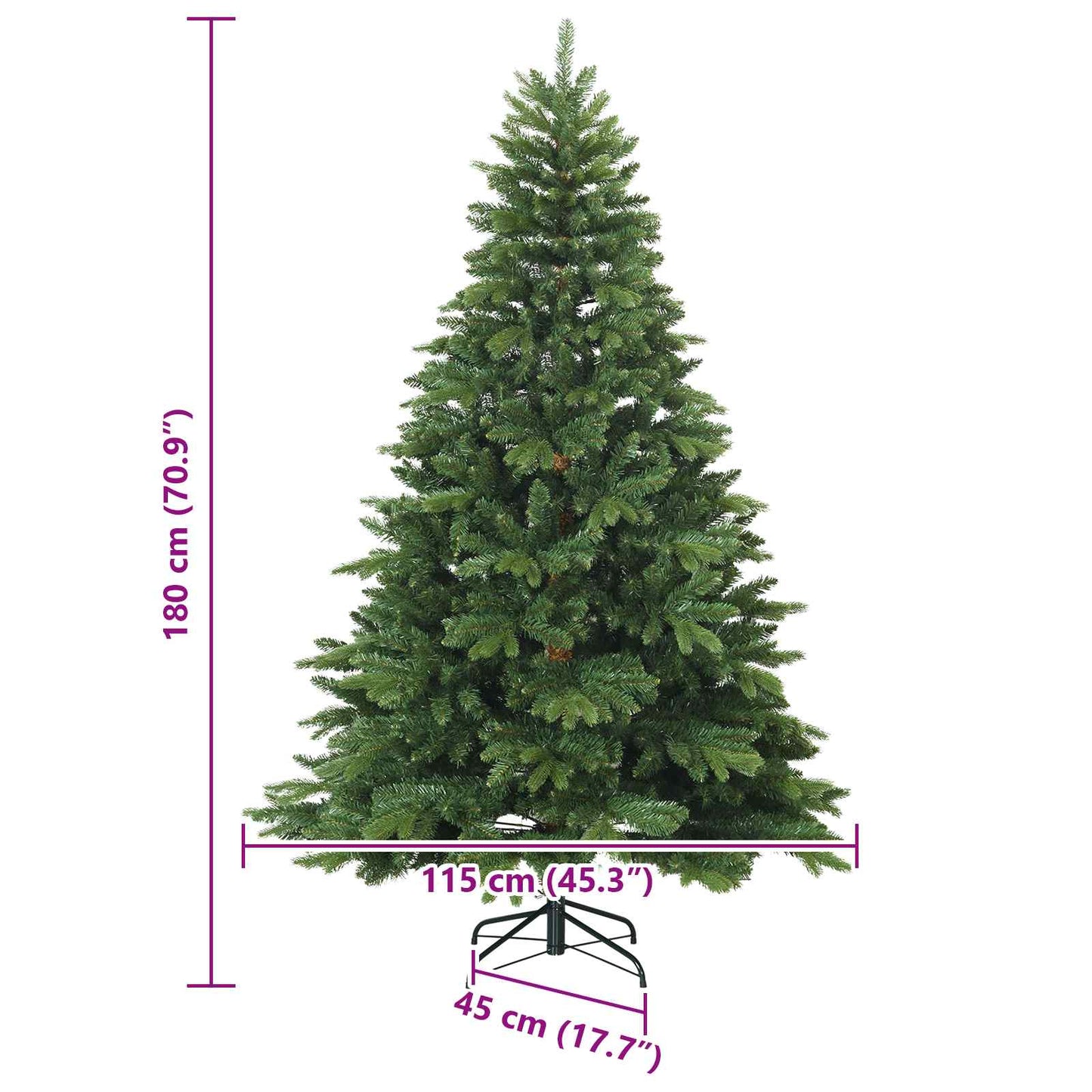 Artificial Hinged Christmas Tree with Stand Green 70.87 in
