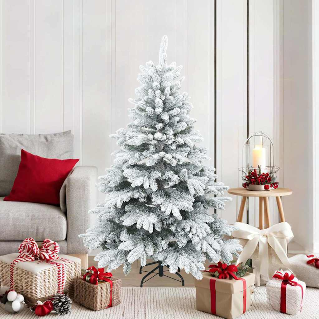Artificial Hinged Christmas Tree Snow Flocked White 59.06 in
