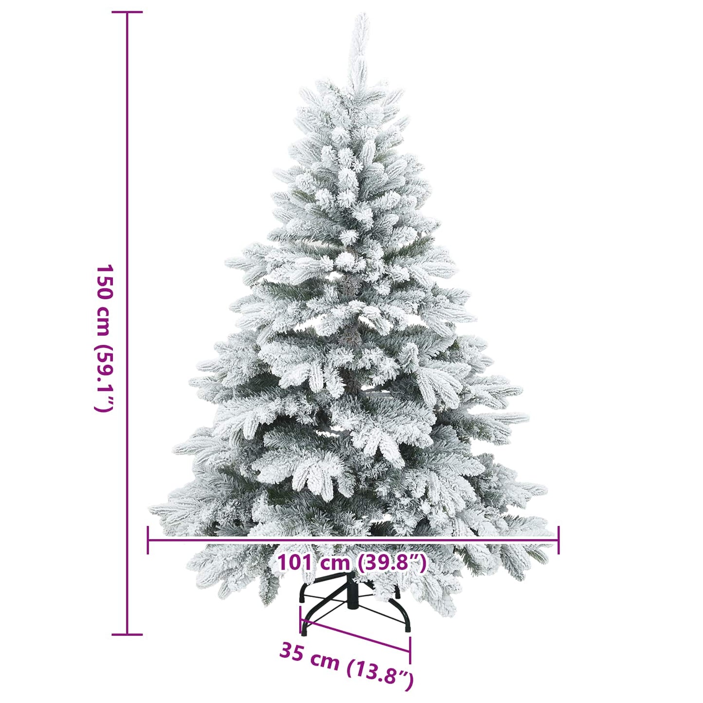 Artificial Hinged Christmas Tree Snow Flocked White 59.06 in