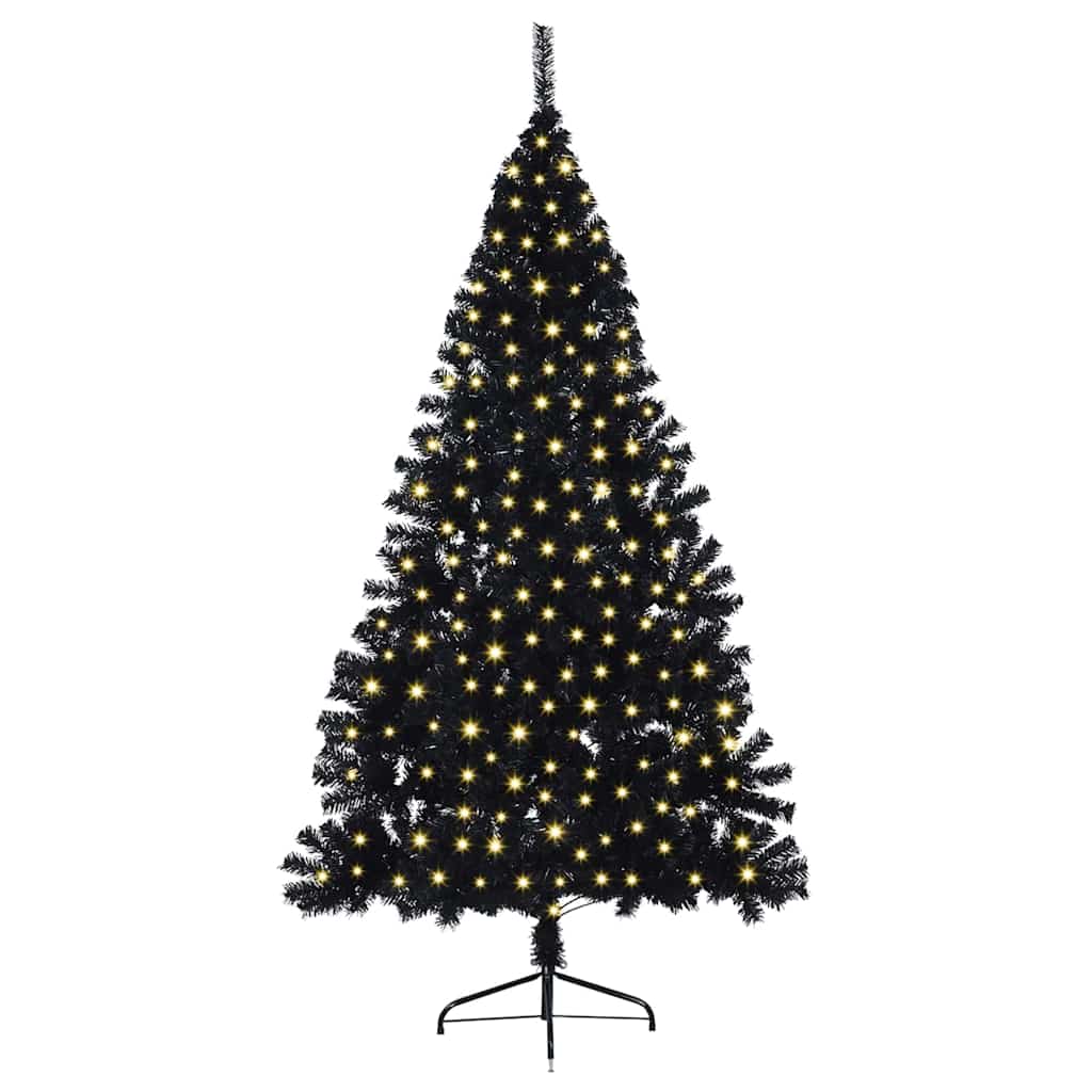 Artificial Pre-lit Christmas Tree Black 94.49 in PVC
