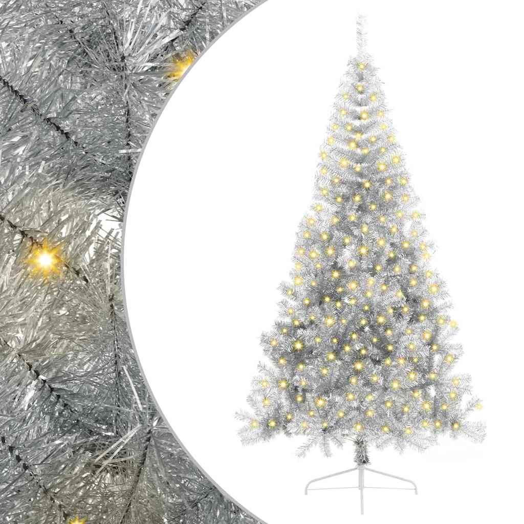 Artificial Pre-lit Christmas Tree Silver 82.7" PET