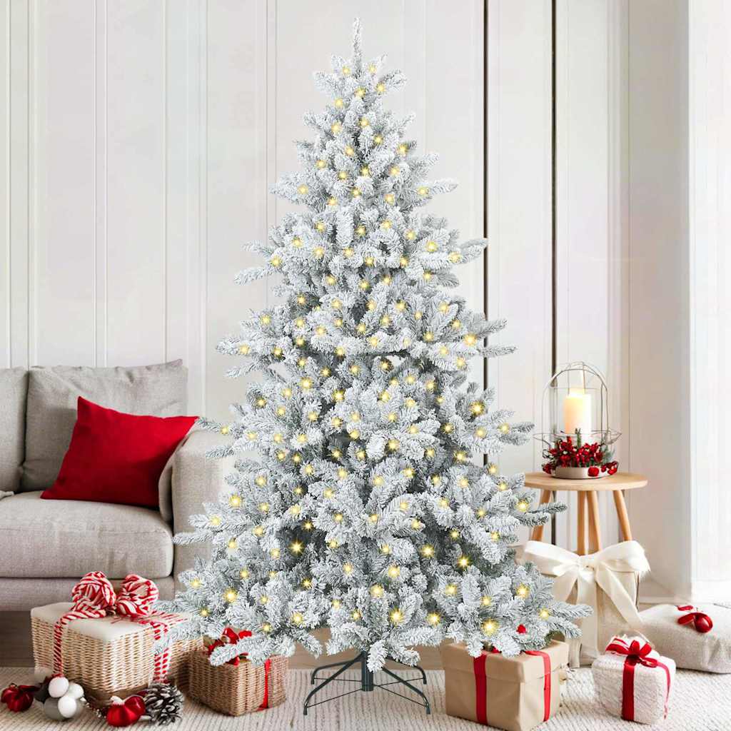 Artificial Hinged Christmas Tree White 70.87 in PVC and Steel