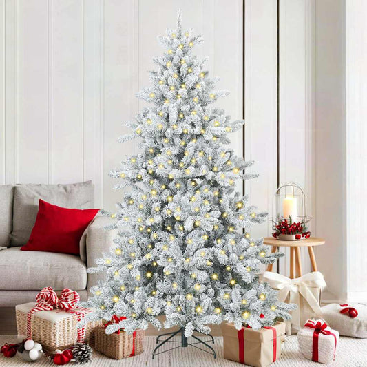 Artificial Hinged Christmas Tree White 70.87 in PVC and Steel