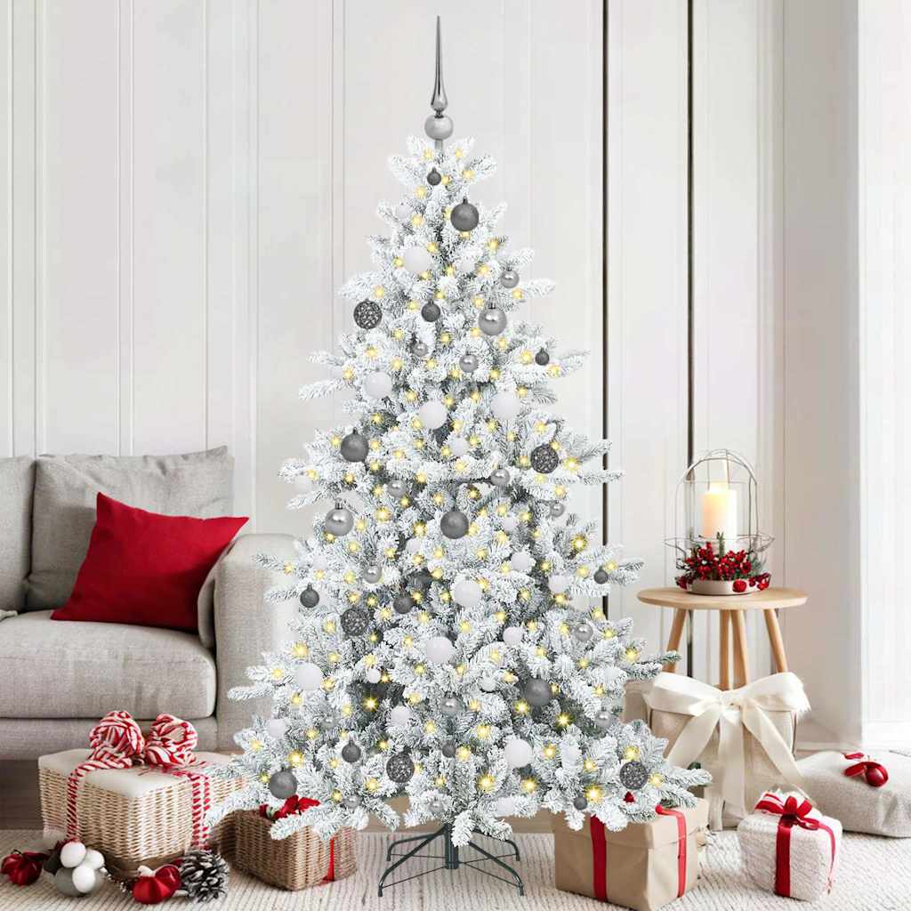 Artificial Hinged Christmas Tree White 70.87 in PVC and Steel