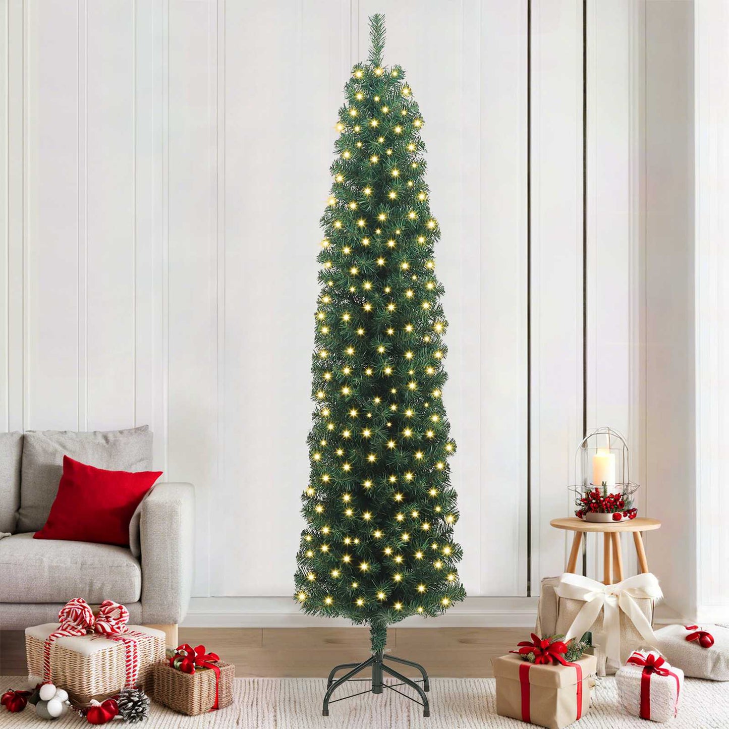 Artificial Christmas Tree with 300 LEDs Green 82.68 in