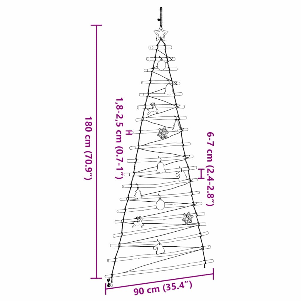 Christmas Tree Natural 70.87 in Solid Ash Wood